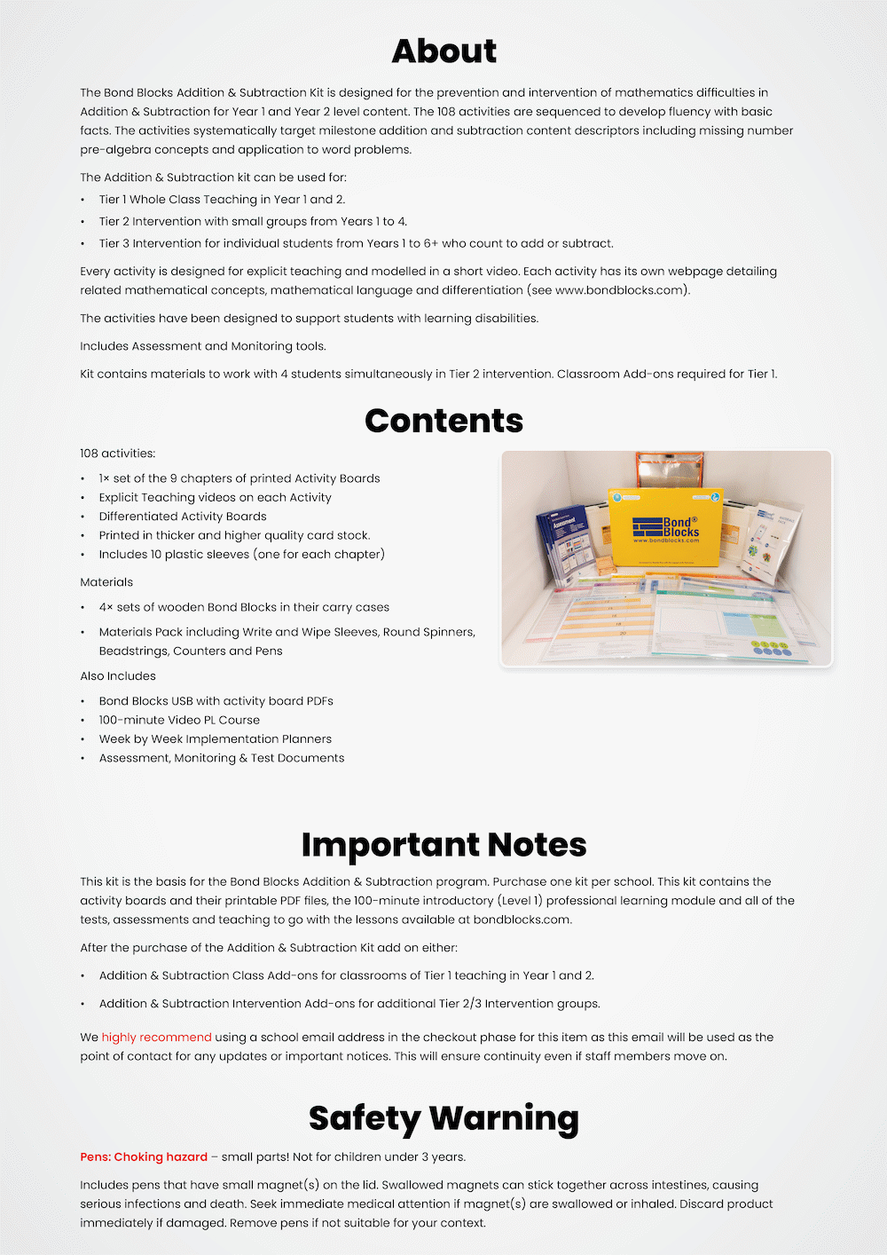 About The Addition & Subtraction Kit - Bond Blocks Maths Intervention ...